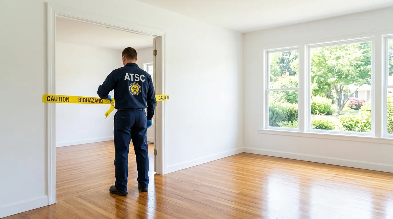 Certified biohazard cleanup crew performing Decomposition Cleanup in Easton